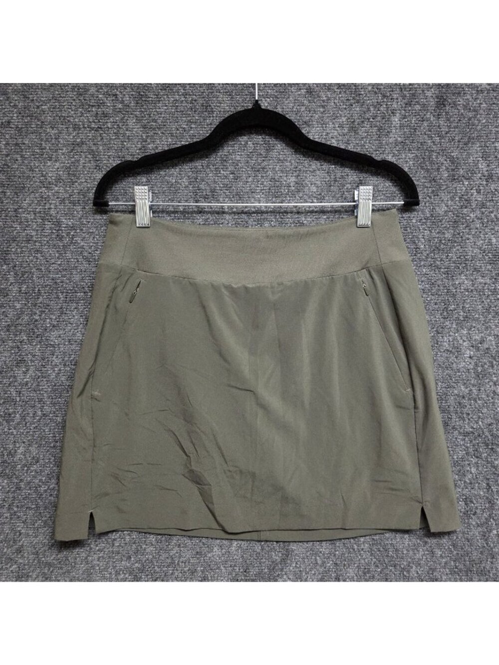 Athleta Soho Skort Womens 8 Green Skirt Shorts Pockets Side Slits Elastic Waist